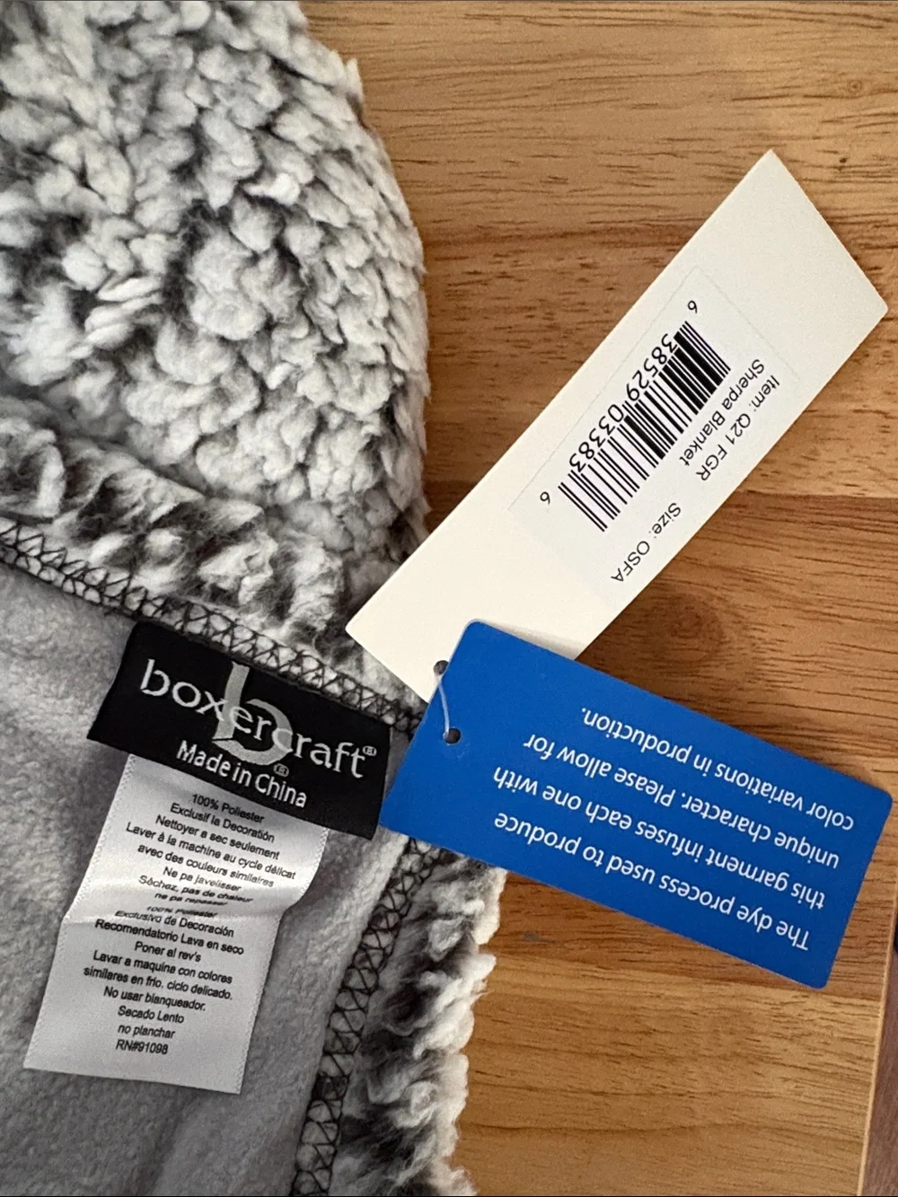 Sherpa Blanket - Navy Blue & Gray